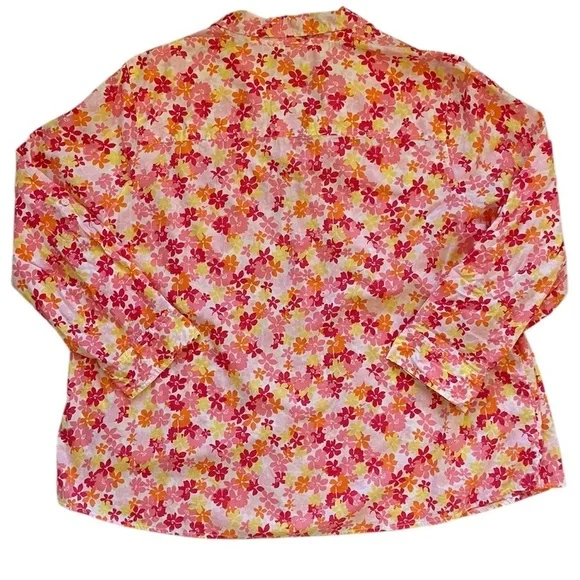 Laura Scott Long Sleeve Button Up Shirt Womens 24/26 W Colorful Floral Collared - Picture 3 of 8